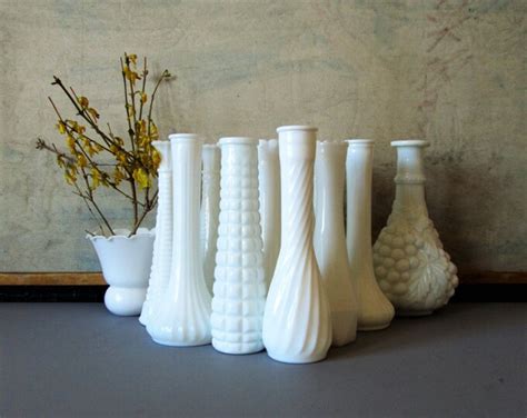 Milk Glass Vases, Wedding Table Decor, Shabby Chic Vases - Etsy