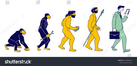 Human Evolution Monkey Modern Business Man Stock Vector (Royalty Free ...