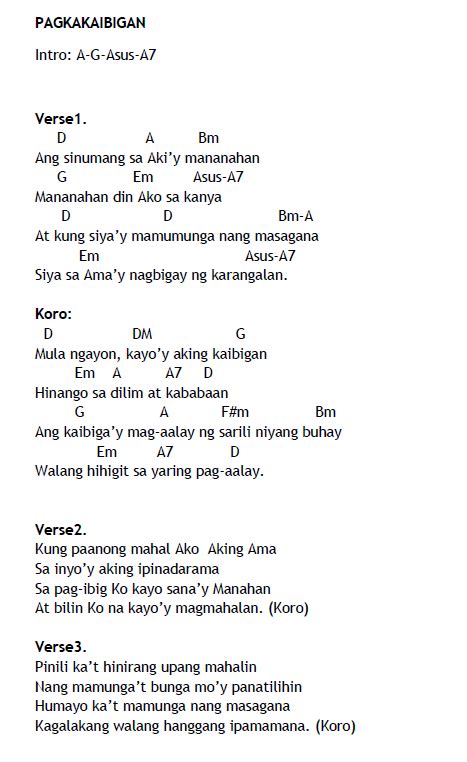 The Psalms Of Praise Pagkakaibigan Lyrics And Chords