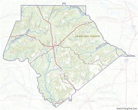 Topographic Map Of Crawford County Georgia Georgia