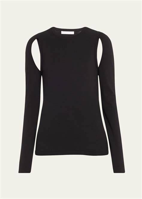 Helmut Lang Cut Out Long Sleeve Knit Top Bergdorf Goodman