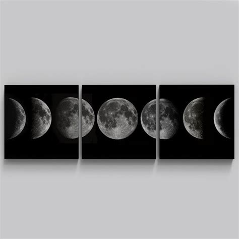 Conjunto 3 Quadros Fases Da Lua Espaço Quarto Sala Tri050 No Elo7