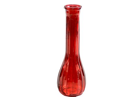 8.5″ Red Fluted Glass Bud Vase - Wholesale Flowers and Supplies