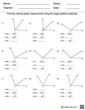 Find The Missing Angle Measurement Using The Angle Addition Postulate