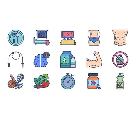 Premium Vector Healthy Lifestyle Icon Set