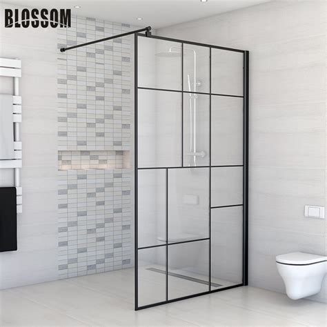 Black Walk In Fixed Glass Wet Room Shower Screen China Wet Room And