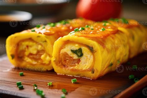 stock photo  tamagoyaki japanese rolled omelette editorial food