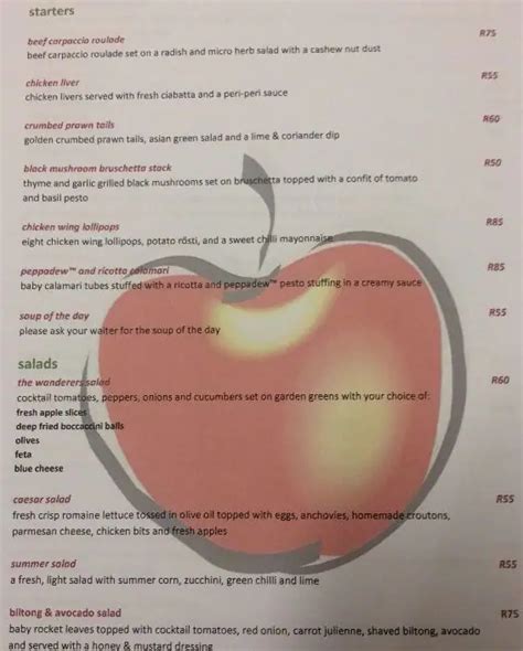 Big Apple Restaurant - Protea Hotel Wanderers Menu - Zomato SA