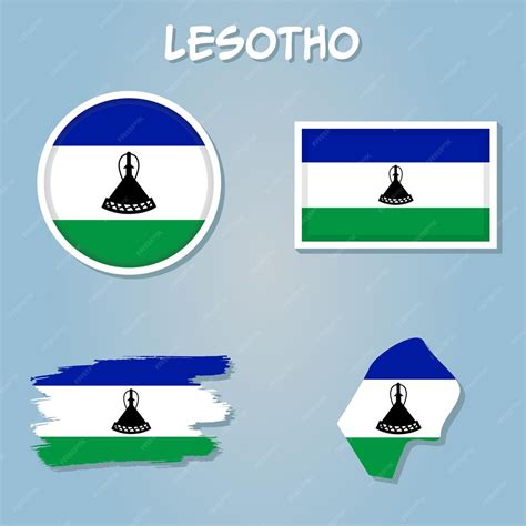 Diseño Del Mapa De La Bandera Nacional De Lesotho Ilustración De La Bandera Del País De Lesotho