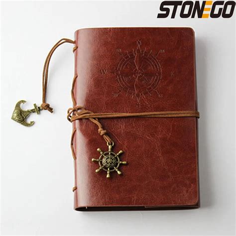 Stonego Spiral Notebook Retro Diary Antique Pirate Anchor Pu Leather