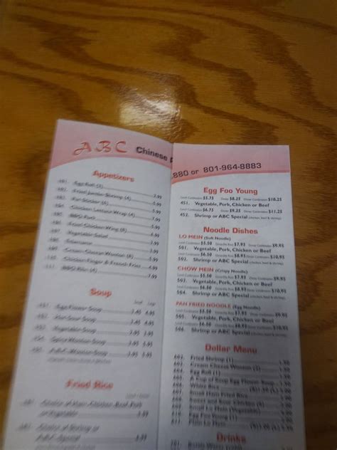 Carta De Abc Chinese Restaurant West Valley City