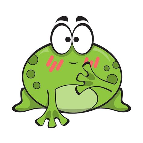 Premium Vector Cute Embarrassed Green Frog Cartoon Character Isolated