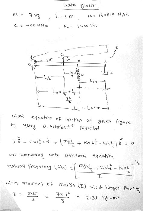 Solved A Uniform Bar Of Mass M Kg And Length L M Pivots At