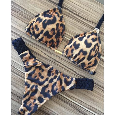 Jual Sexy Leopard Bikinis 2020 Micro Bikini Set Push Up Thong Biquini