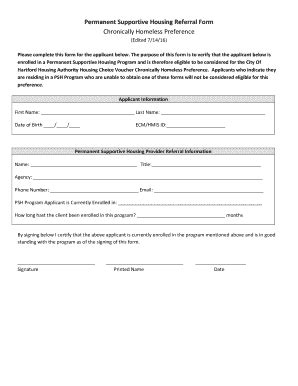 Fillable Online Permanent Supportive Housing Referral Form