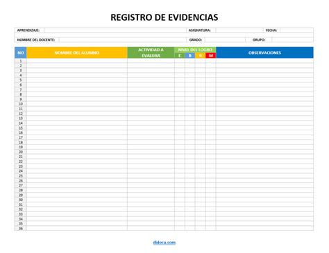 Plantilla De Registro De Evidencias Grupales En Word GRATIS Didocu