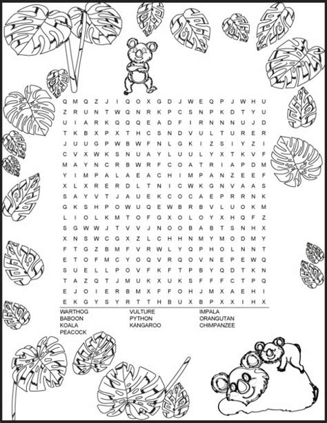 Safari Word Search Jungle Animals Word Search Puzzle Made By Teachers