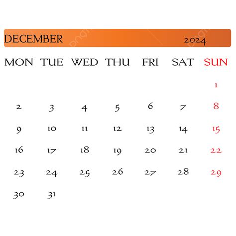 Bulan Desember 2024 Vektor Canlender 2024 Desember 2024 PNG Dan