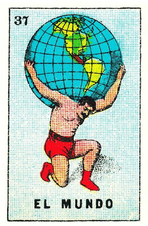 The Globe Held by Strongman El Mundo Mexican Loteria Postcard | Topics ...