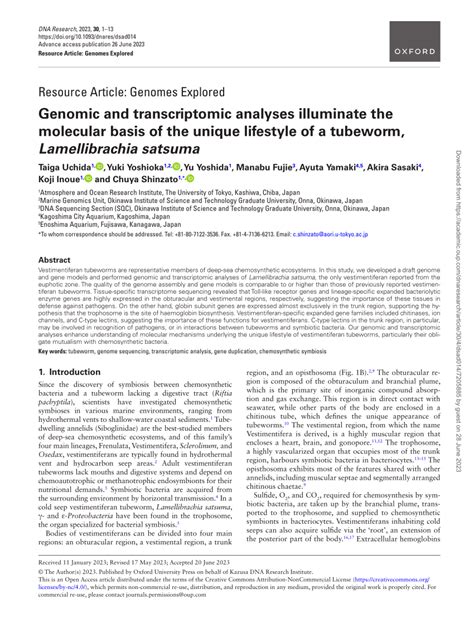 PDF Genomic And Transcriptomic Analyses Illuminate The Molecular