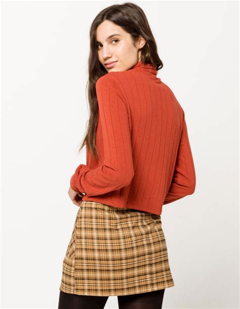 IVY MAIN Ribbed Crop Rust Womens Turtleneck Top RUST Tillys