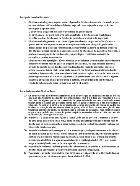 Resumos Direitos Reais Pdf Lei De Propriedade Hipoteca Comercial