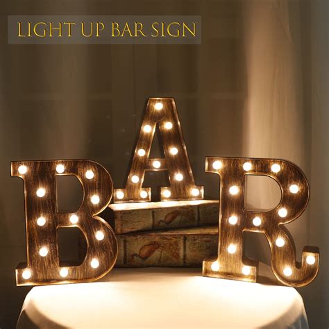 Buy Vintage Lighted Bar Sign Marquee Light Up Bar Letter Lights Bar Cart Accessories Illuminated