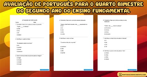 Arquivo De Atividades De Português Para O Quarto Bimestre Do Segundo Ano Do Ensino Fundamental