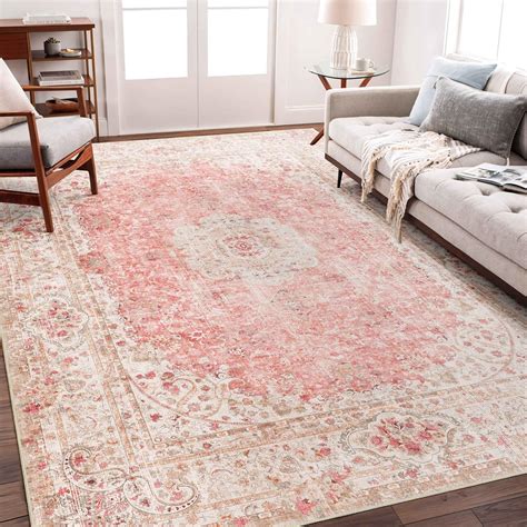 Castage X Area Rugs Washable Pink Rug For Living Room Bedroom Kitchen