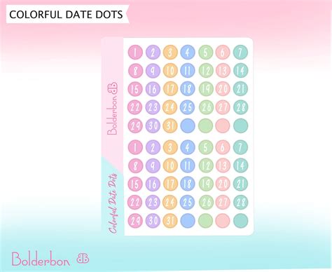 DATE DOTS || Colorful, Planner Stickers – Bolderbon