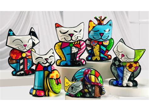 Romero Britto Set of 6 Cat Figurines - Limited Edition - Artreco