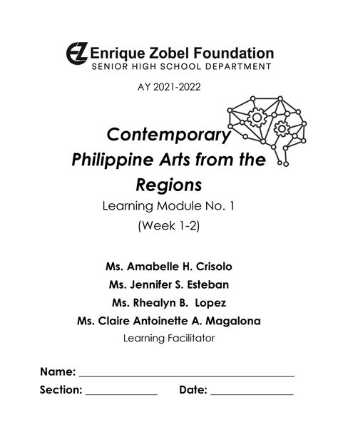 Cpar Module 1 Cgdocx Copy Ay 2021 Contemporary Philippine Arts