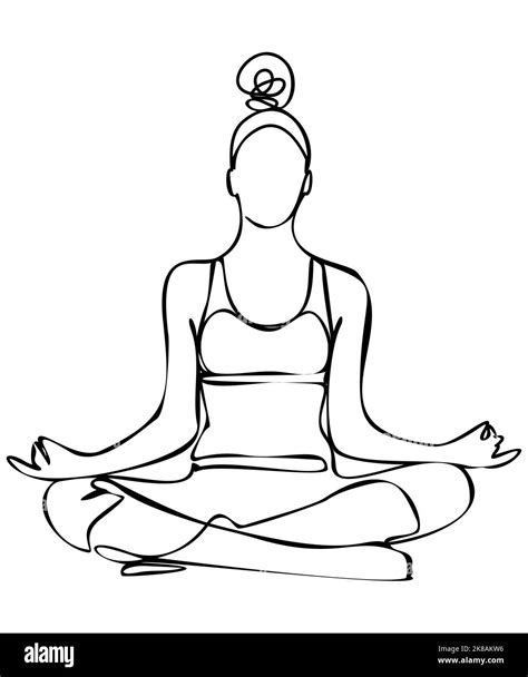 Continuous Line Drawing Woman Doing Exercise In Yoga Pose Vector