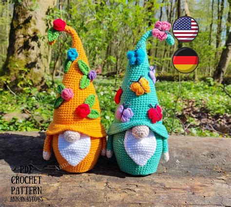 Spring Gnomescrochet Gnome Amigurumi Patterngnome With Roses And