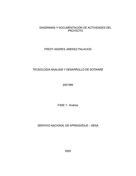 Diagramas Y Documentaci N De Actividades Del Proyecto Ga