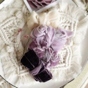 Set Of Frayed Edge Silk Ribbons Velvet Ribbon Hand Torn Ribbon