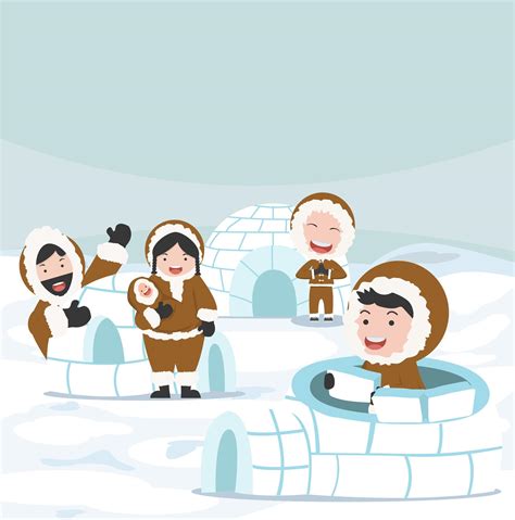 Inuit Building An Igloo Ice House Vector Vector Art At Vecteezy The