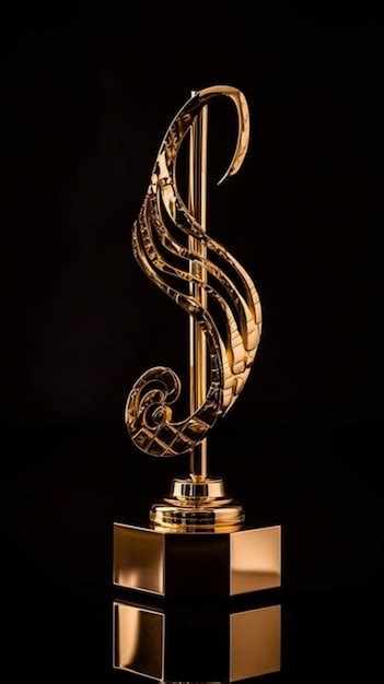 Trofeo De Nota Musical De Oro Aislado Concepto De Premio De Música Foto Premium