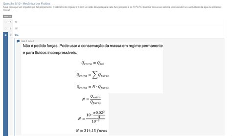 Mecânica dos Fluídos Apol 2 questão 5 2021 Mecânica dos Fluidos