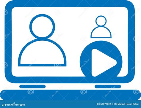 Online Webinar Icon Online User Icon Video Chat Blue Vector Icon