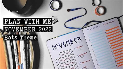 PLAN WITH ME November 2022 Bullet Journal Set Up Bats Theme Weekly