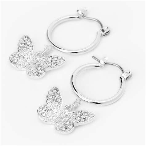 Silver 10mm Filigree Butterfly Hoop Earrings Silver Jewelry Earrings Silver Butterfly