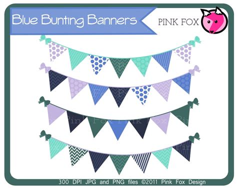 Bunting banner clipart | Bunting banner, Blue bunting, Etsy