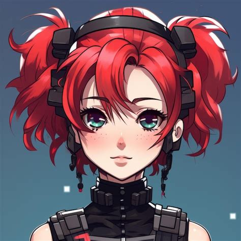 Premium AI Image | an anime character with red hair and black armor