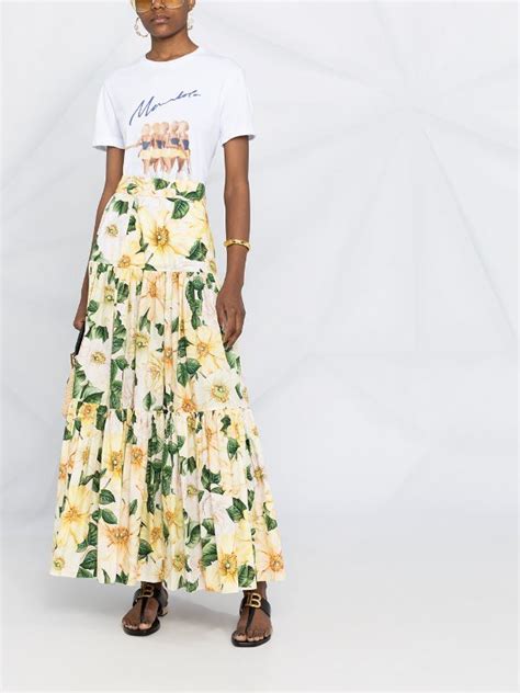 Shop Dolce Gabbana Floral Print Tiered Skirt With Express Delivery