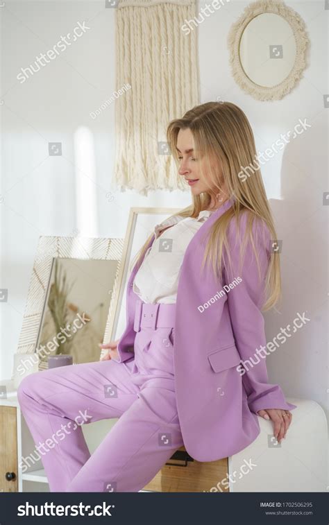 Beautiful Girl Sexy Blonde Business Suit Stock Photo 1702506295 Shutterstock