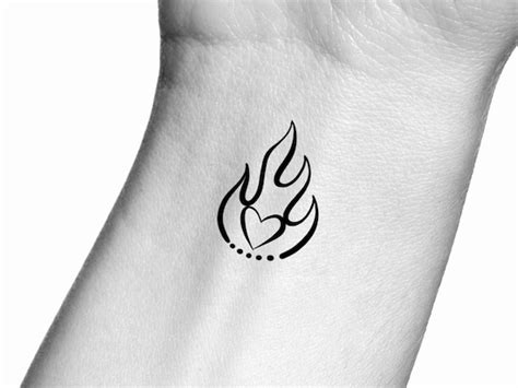 Fire Heart Temporary Tattoo Etsy