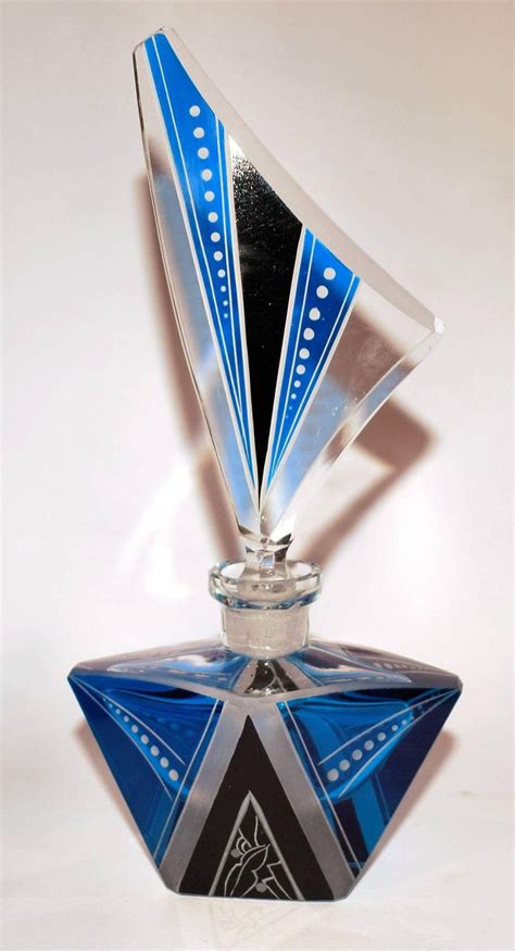 Impressive Art Deco Blue Glass Perfume Bottle From A Unique