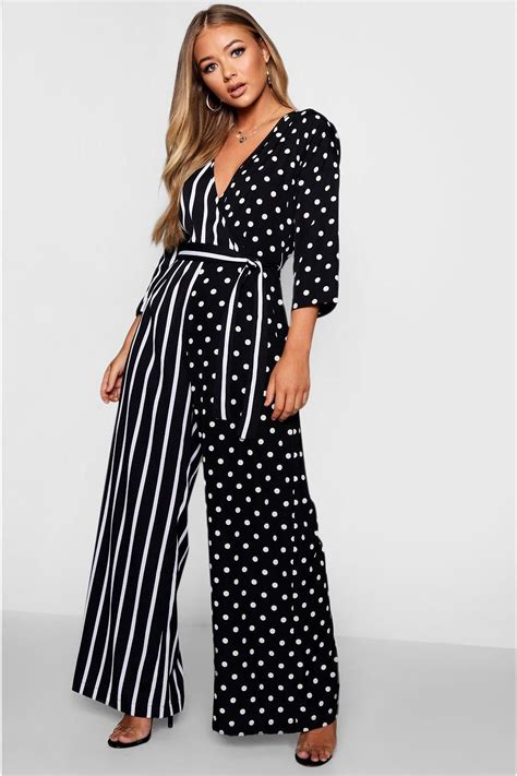 Click Here To Find Out About The Wrap Tie Belt Jumpsuit In Polka Dot