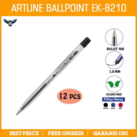 Jual Pulpen Artline Pen Bolpen Ek 8210 Ballpoint Hitam Biru Merah